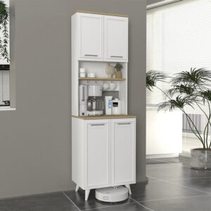 Έπιπλο κουζίνας Potter 2 Megapap χρώμα λευκό - rota oak 60x40x196,1εκ.