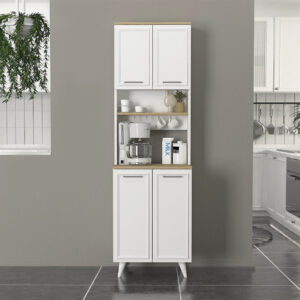 Έπιπλο κουζίνας Potter 2 Megapap χρώμα λευκό - rota oak 60x40x196,1εκ.