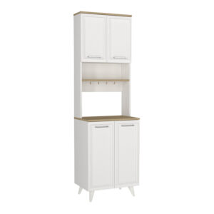 Έπιπλο κουζίνας Potter 2 Megapap χρώμα λευκό - rota oak 60x40x196,1εκ.