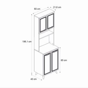 Έπιπλο κουζίνας Potter 2 Megapap χρώμα λευκό - rota oak 60x40x196,1εκ.