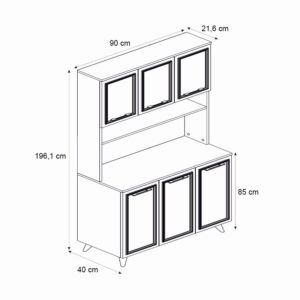 Έπιπλο κουζίνας Potter 3 Megapap χρώμα λευκό - rota oak 90x40x196,1εκ.