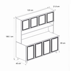 Έπιπλο κουζίνας Potter 4 Megapap χρώμα λευκό - rota oak 120x40x196,1εκ.