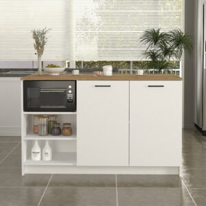 Τραπέζι - Πάγκος κουζίνας Peres Megapap χρώμα λευκό - sepet oak 150x70x91,8εκ.