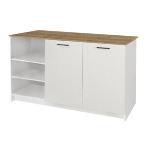 Τραπέζι - Πάγκος κουζίνας Peres Megapap χρώμα λευκό - sepet oak 150x70x91,8εκ.