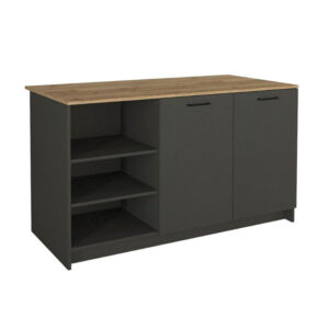 Τραπέζι - Πάγκος κουζίνας Peres Megapap χρώμα ανθρακί - sepet oak 150x70x91,8εκ.