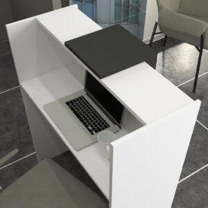 Γραφείο υποδοχής - reception Hola Megapap χρώμα λευκό - ανθρακί 93,6x45,2x110,3εκ.