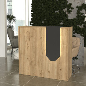 Γραφείο υποδοχής - reception Navita Megapap με LED χρώμα sepet oak - ανθρακί 113,6x42x111,8εκ.