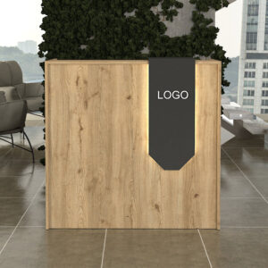 Γραφείο υποδοχής - reception Navita Megapap με LED χρώμα sepet oak - ανθρακί 113,6x42x111,8εκ.