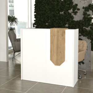 Γραφείο υποδοχής - reception Navita Megapap με LED χρώμα λευκό - sepet oak 113,6x42x111,8εκ.