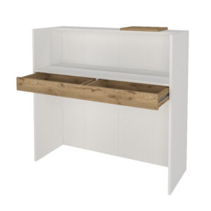 Γραφείο υποδοχής - reception Navita Megapap με LED χρώμα λευκό - sepet oak 113,6x42x111,8εκ.