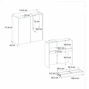 Γραφείο υποδοχής - reception Navita Megapap με LED χρώμα λευκό - sepet oak 113,6x42x111,8εκ.