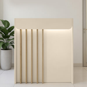 Γραφείο υποδοχής - reception Karibu Megapap με LED χρώμα sandstone - sepet oak 90x40x100εκ.