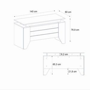 Γραφείο εργασίας Remida Megapap χρώμα sepet oak - ανθρακί 140x60x76,9εκ.