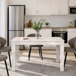 Τραπέζι Darlen Megapap χρώμα λευκό εφέ μαρμάρου 125x72x74εκ.