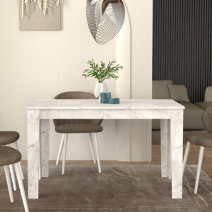 Τραπέζι Darlen Megapap χρώμα λευκό εφέ μαρμάρου 125x72x74εκ.