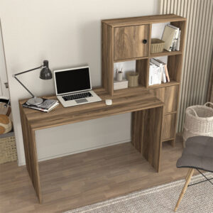 Γραφείο εργασίας Lesya Megapap αναστρέψιμο χρώμα καρυδί 159,2x59,6x141,2εκ.