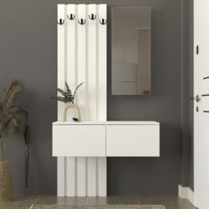 Έπιπλο εισόδου Kanso Megapap χρώμα λευκό 100x35x196,7εκ.