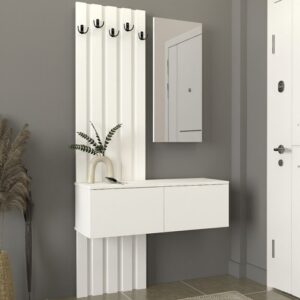 Έπιπλο εισόδου Kanso Megapap χρώμα λευκό 100x35x196,7εκ.