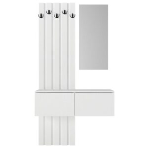 Έπιπλο εισόδου Kanso Megapap χρώμα λευκό 100x35x196,7εκ.