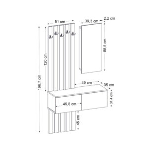 Έπιπλο εισόδου Kanso Megapap χρώμα λευκό 100x35x196,7εκ.