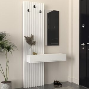 Έπιπλο εισόδου Elois Megapap χρώμα λευκό 96,6x26,8x195,5εκ.