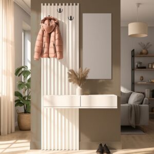 Έπιπλο εισόδου Elois Megapap χρώμα λευκό 96,6x26,8x195,5εκ.