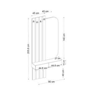 Έπιπλο εισόδου Reyas Megapap χρώμα λευκό - sepet oak 90x27x205,6εκ.