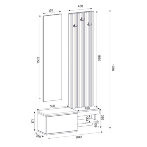 Έπιπλο εισόδου Dumont Megapap χρώμα ανθρακί - sepet oak 104,8x35x198εκ.