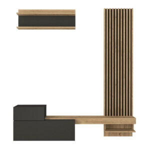 Σύνθεση τηλεόρασης Dumont Megapap χρώμα ανθρακί - sepet oak 180x36,8x200εκ.