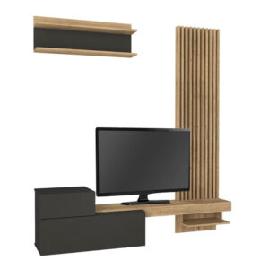 Σύνθεση τηλεόρασης Dumont Megapap χρώμα ανθρακί - sepet oak 180x36,8x200εκ.