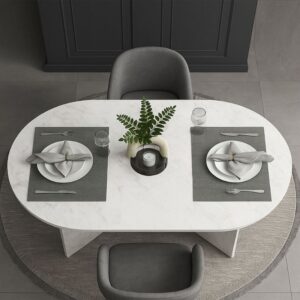 Τραπέζι Cortado Megapap χρώμα λευκό εφέ μαρμάρου 138x80x75εκ.