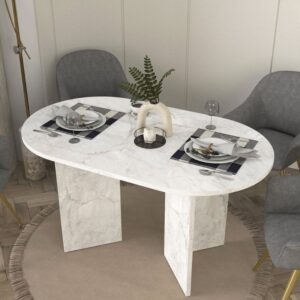 Τραπέζι Cortado Megapap χρώμα λευκό εφέ μαρμάρου 138x80x75εκ.
