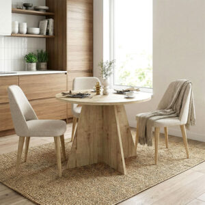 Τραπέζι Tailor Megapap χρώμα sapphire oak Ø100x75,7εκ.