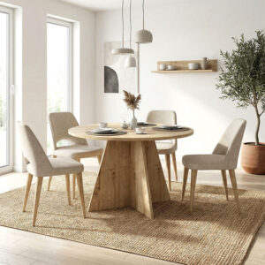 Τραπέζι Tailor Megapap χρώμα sapphire oak Ø120x75,7εκ.