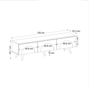 Έπιπλο τηλεόρασης Bono Megapap χρώμα λευκό - sepet oak 150x32,3x42,1εκ.