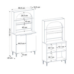 Έπιπλο κουζίνας με LED Melinta 2 Megapap χρώμα λευκό 90x40x181,8εκ.