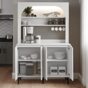 Έπιπλο κουζίνας με LED Melinta 4 Megapap χρώμα λευκό 120x40x181,8εκ.