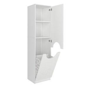 Ντουλάπι με καλάθι απλύτων Verga Megapap χρώμα λευκό 45x40x180εκ.