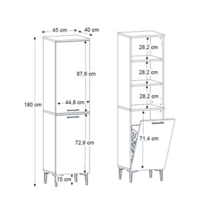 Ντουλάπι με καλάθι απλύτων Singa Megapap χρώμα λευκό 45x40x180εκ.