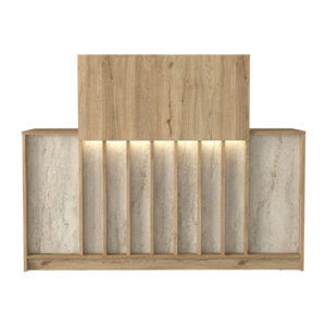 Γραφείο υποδοχής - reception Davis Megapap με LED χρώμα sepet oak - travertine 150x41,8x115εκ.