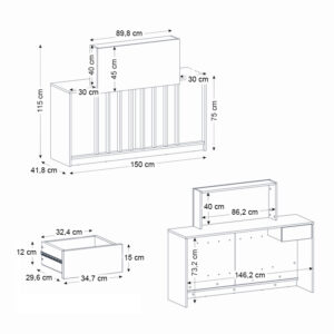 Γραφείο υποδοχής - reception Davis Megapap με LED χρώμα sepet oak - travertine 150x41,8x115εκ.
