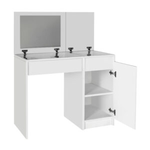 Τουαλέτα με καθρέπτη Huma Megapap χρώμα λευκό 90x45x118,2εκ.