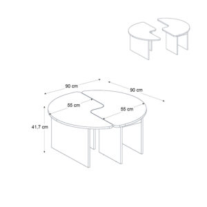 Τραπεζάκι σαλονιού σετ 2 τμχ Dorena Megapap χρώμα sencron black Ø90x41,7εκ.
