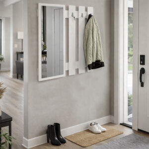 Κρεμάστρα τοίχου με καθρέπτη Folin Megapap χρώμα λευκό 90x4x90εκ.