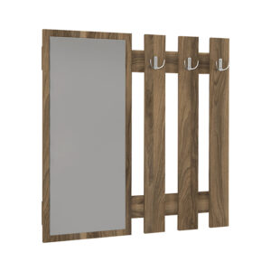 Κρεμάστρα τοίχου με καθρέπτη Folin Megapap χρώμα καρυδί 90x4x90εκ.