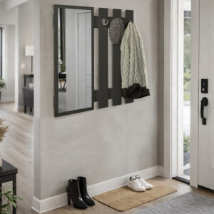 Κρεμάστρα τοίχου με καθρέπτη Folin Megapap χρώμα ανθρακί 90x4x90εκ.