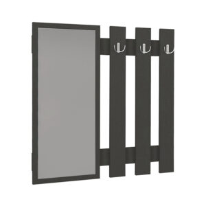 Κρεμάστρα τοίχου με καθρέπτη Folin Megapap χρώμα ανθρακί 90x4x90εκ.