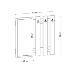 Κρεμάστρα τοίχου με καθρέπτη Folin Megapap χρώμα ανθρακί 90x4x90εκ.