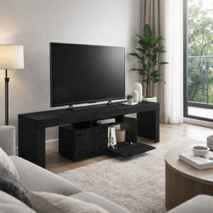 Έπιπλο τηλεόρασης Woodra Megapap χρώμα sencron black 180x31,3x50,2εκ.