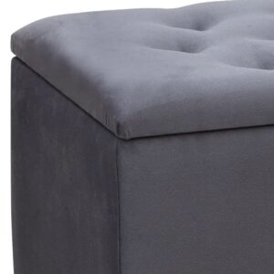 Σκαμπώ - Ταμπουρέ Lotus Megapap βελούδινο χρώμα ανθρακί 90x40x50εκ.